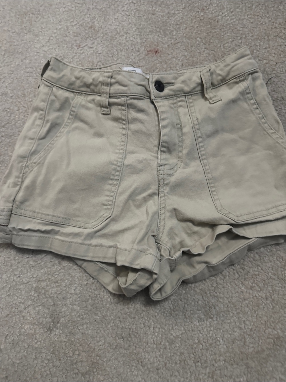 High-Rise Khaki Utility Shorts for Women